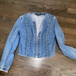 Intermix denim braided jacket